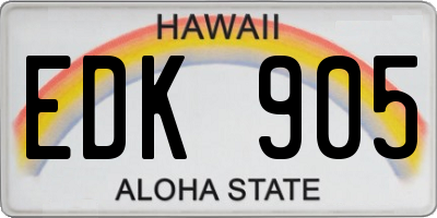 HI license plate EDK905