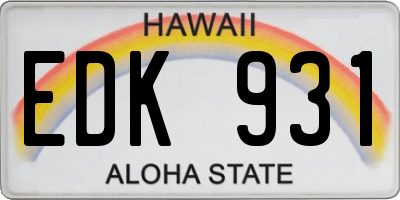 HI license plate EDK931