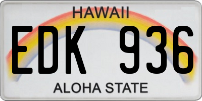 HI license plate EDK936