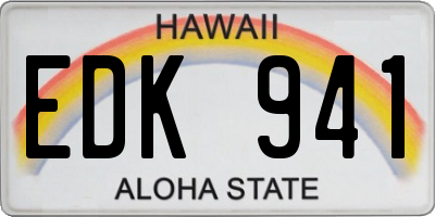 HI license plate EDK941