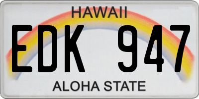 HI license plate EDK947