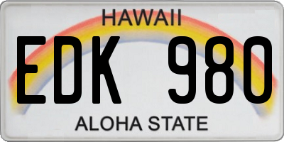 HI license plate EDK980