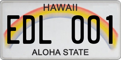 HI license plate EDL001