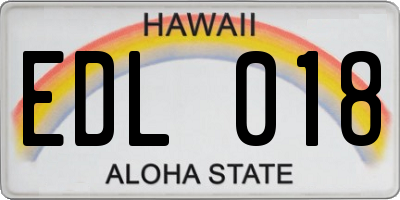 HI license plate EDL018