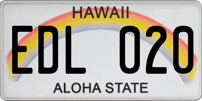 HI license plate EDL020