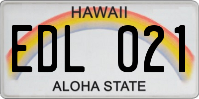 HI license plate EDL021