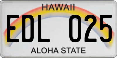 HI license plate EDL025