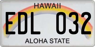 HI license plate EDL032