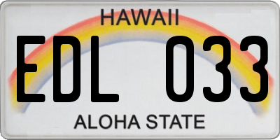 HI license plate EDL033
