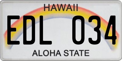 HI license plate EDL034