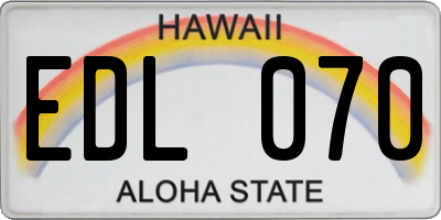 HI license plate EDL070