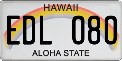 HI license plate EDL080