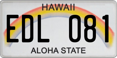 HI license plate EDL081