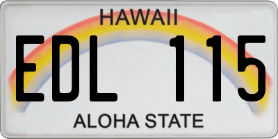 HI license plate EDL115