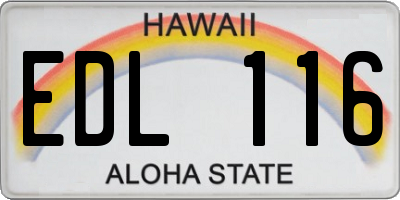 HI license plate EDL116
