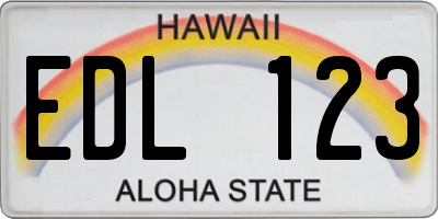HI license plate EDL123