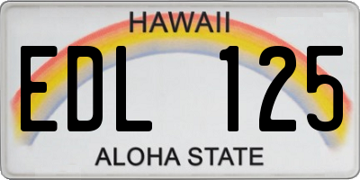 HI license plate EDL125