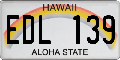 HI license plate EDL139
