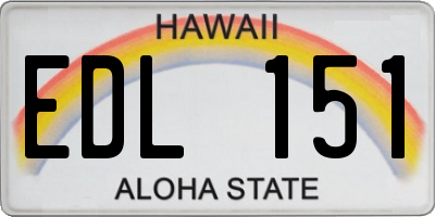 HI license plate EDL151