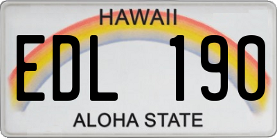 HI license plate EDL190