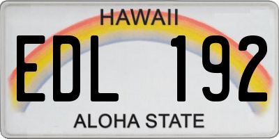 HI license plate EDL192