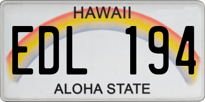 HI license plate EDL194