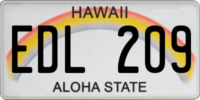 HI license plate EDL209