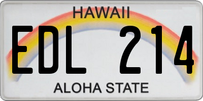HI license plate EDL214