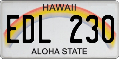 HI license plate EDL230