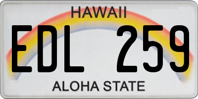 HI license plate EDL259