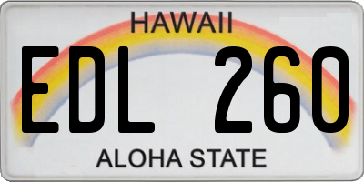 HI license plate EDL260