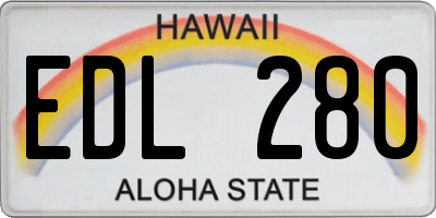 HI license plate EDL280