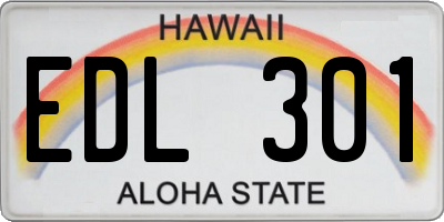 HI license plate EDL301