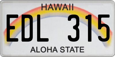HI license plate EDL315