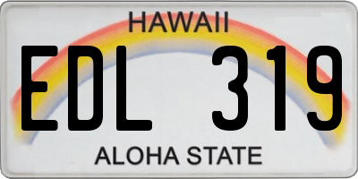 HI license plate EDL319
