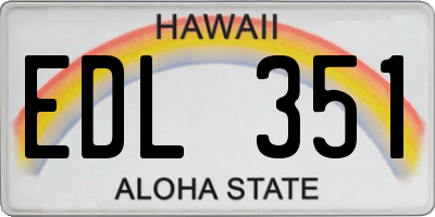 HI license plate EDL351
