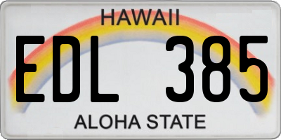 HI license plate EDL385