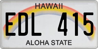 HI license plate EDL415