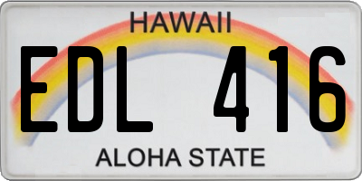 HI license plate EDL416