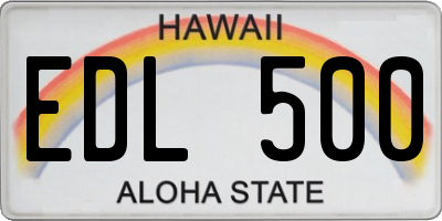 HI license plate EDL500