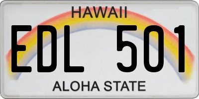HI license plate EDL501