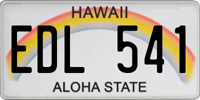 HI license plate EDL541