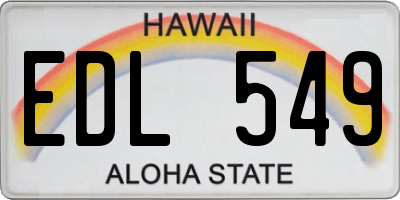 HI license plate EDL549