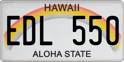 HI license plate EDL550