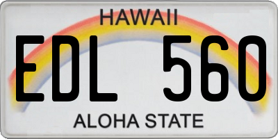 HI license plate EDL560