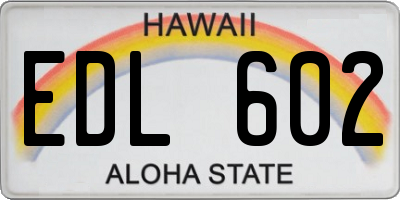 HI license plate EDL602