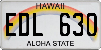 HI license plate EDL630