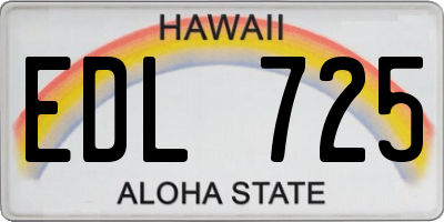 HI license plate EDL725