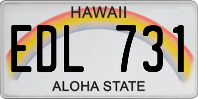 HI license plate EDL731