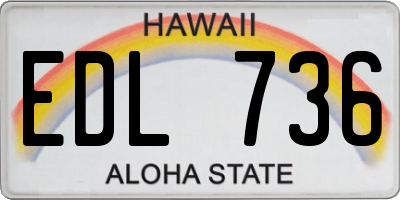HI license plate EDL736
